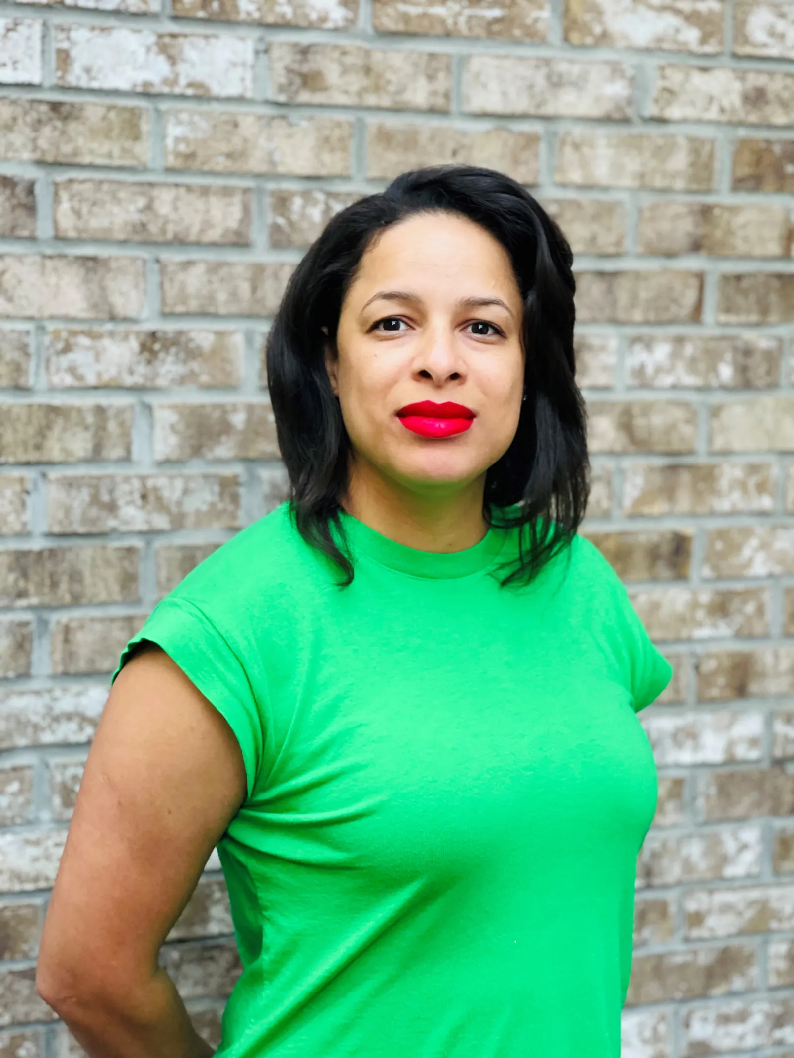 Photo of woman wearing green