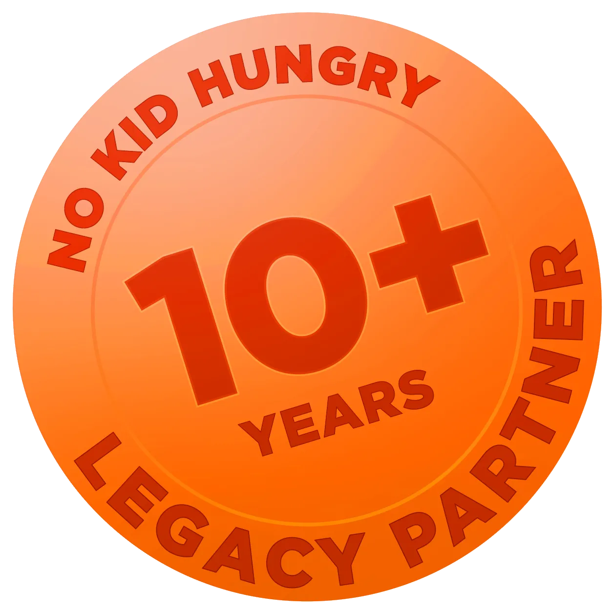 A badge certifying 10 years as a No Kid Hungry Partner