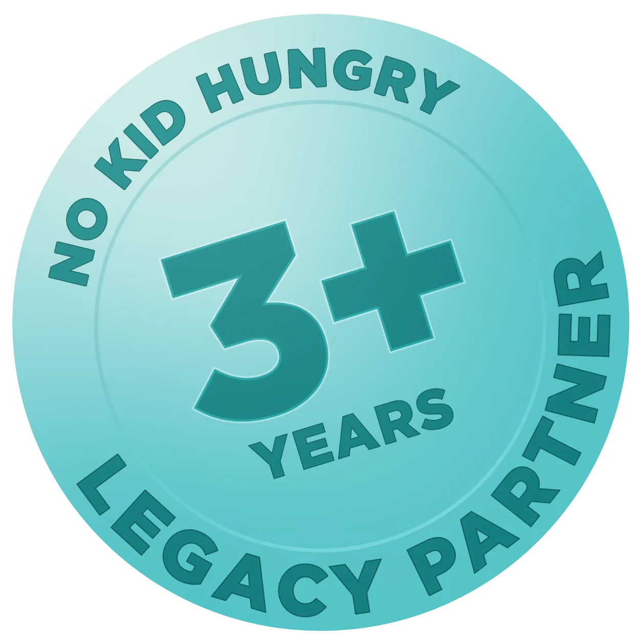 A badge certifying 3 years as a No Kid Hungry Partner