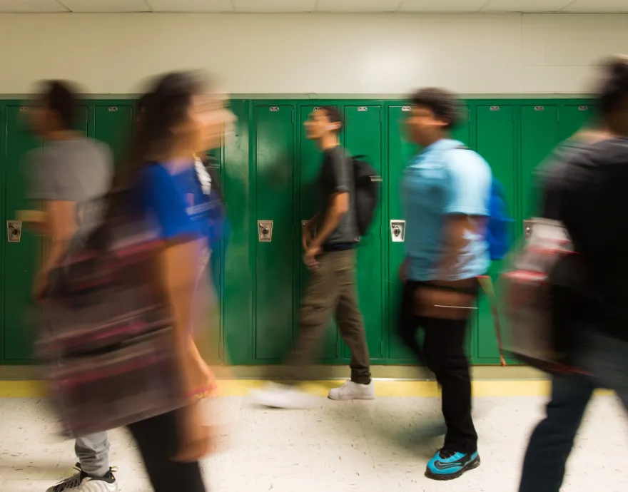 Students in the hallway at school