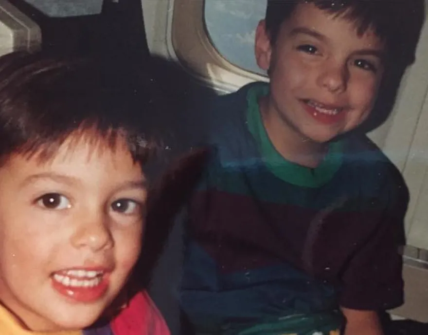 Andy and brother in plane