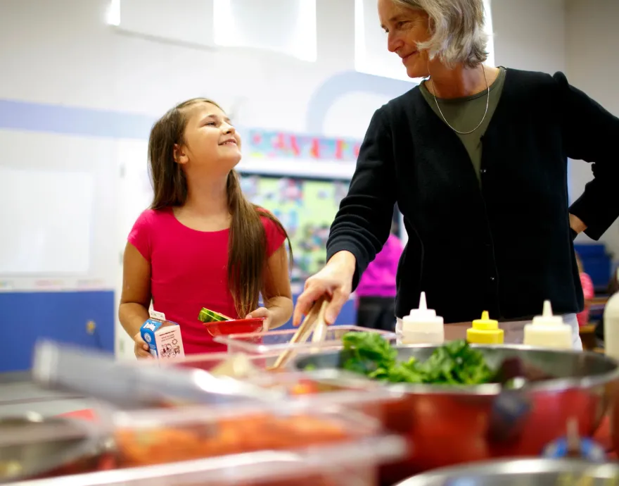 Smiling girl during lunch